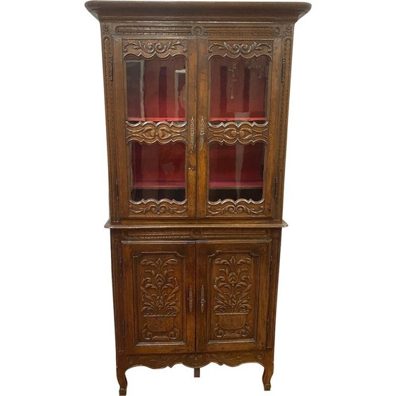 Image 1 of Buffet vintage vitré en chêne massif