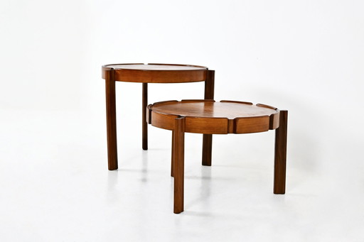 Tables gigognes italiennes en bois, 1950S, ensemble de 2