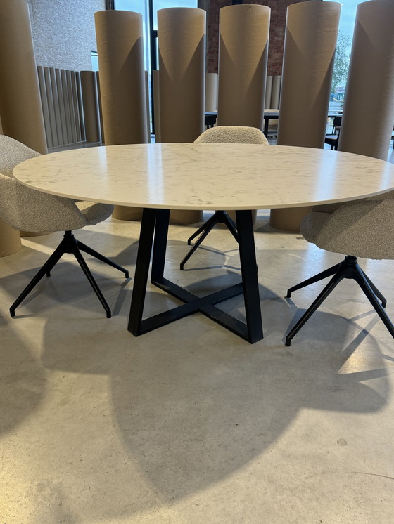 Image 1 of Table de salle à manger ronde - Diamètre 150 cm - Céramique (blanc)