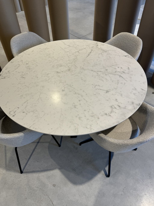 Table de salle à manger ronde - Diamètre 150 cm - Céramique (blanc)