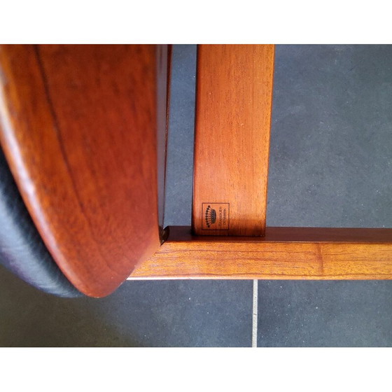 Image 1 of Ensemble de 5 chaises vintage en bois et cuir par Niels Jorgen Haugesen String pour Tranekaer, Danemark 1980