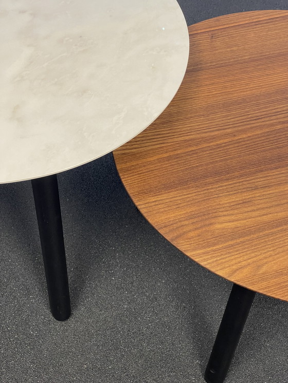 Image 1 of Leolux Rolan Coffee Table Set Walnut/Ceramic