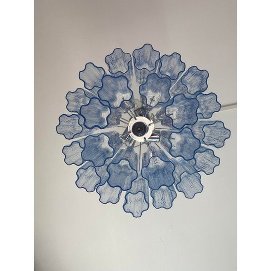 Image 1 of Verre de Murano contemporain bleu "Tronchi" dans le style Venini