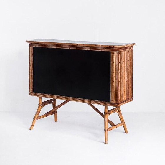 Image 1 of Comptoir de bar vintage en canne et rotin, France 1950