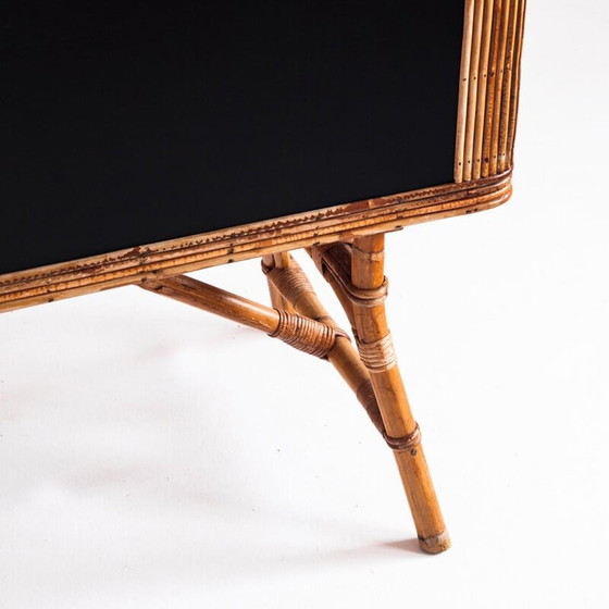 Image 1 of Comptoir de bar vintage en canne et rotin, France 1950