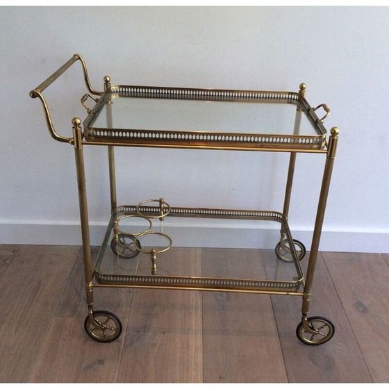Image 1 of Chariot vintage en laiton avec plateaux amovibles, France 1940