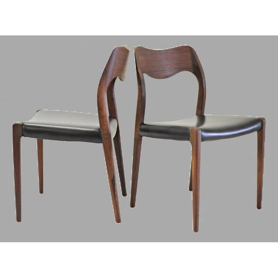 Image 1 of Ensemble de 6 chaises de salle à manger vintage en teck par Niels Otto Møller, 1951