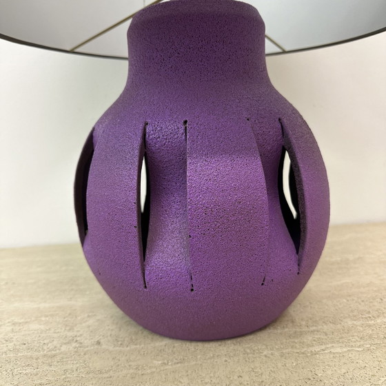 Image 1 of Lampe de table en céramique violette , 1970S