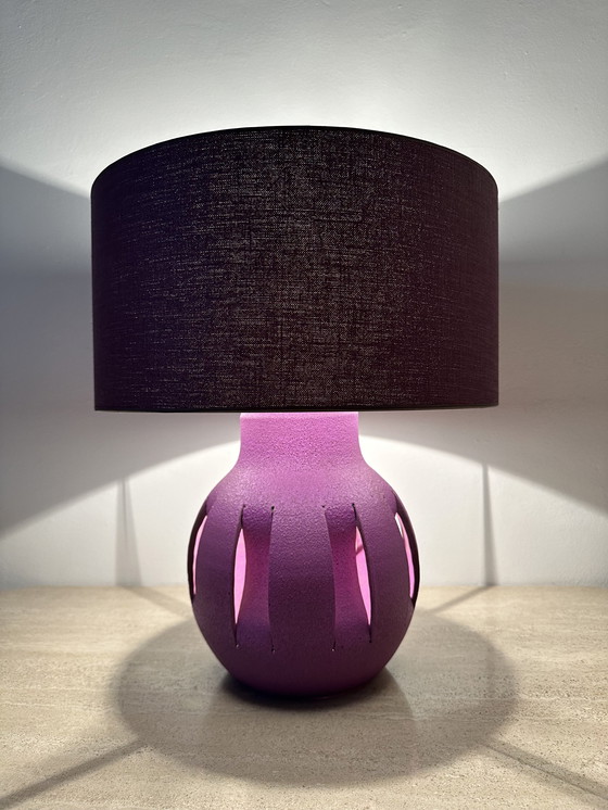 Image 1 of Lampe de table en céramique violette , 1970S