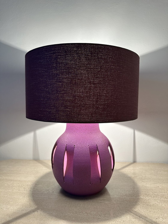 Image 1 of Lampe de table en céramique violette , 1970S