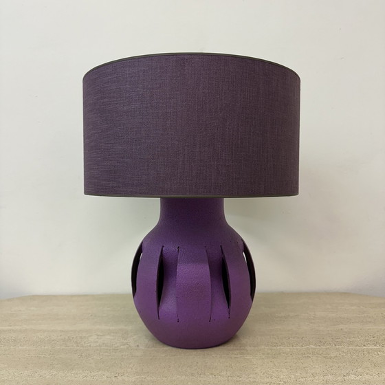 Image 1 of Lampe de table en céramique violette , 1970S