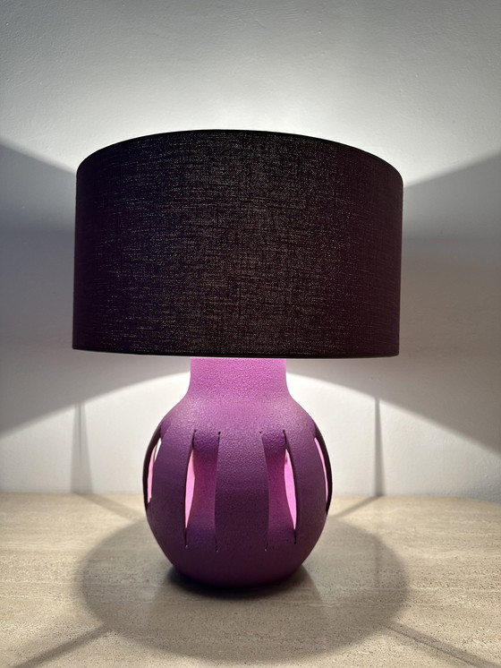 Image 1 of Lampe de table en céramique violette , 1970S