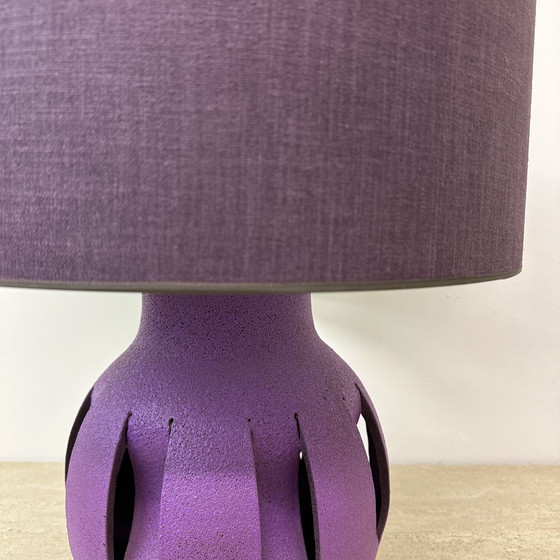 Image 1 of Lampe de table en céramique violette , 1970S