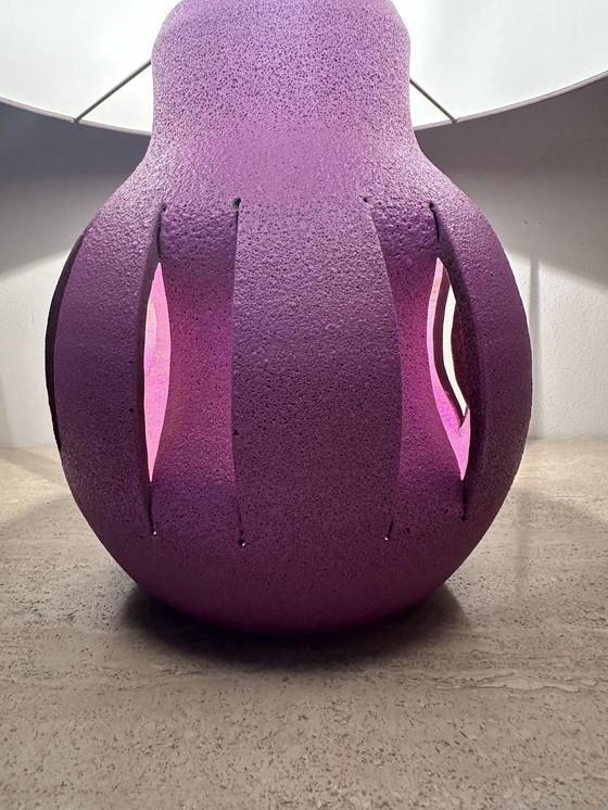 Image 1 of Lampe de table en céramique violette , 1970S