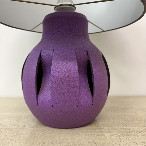 Image 1 of Lampe de table en céramique violette , 1970S