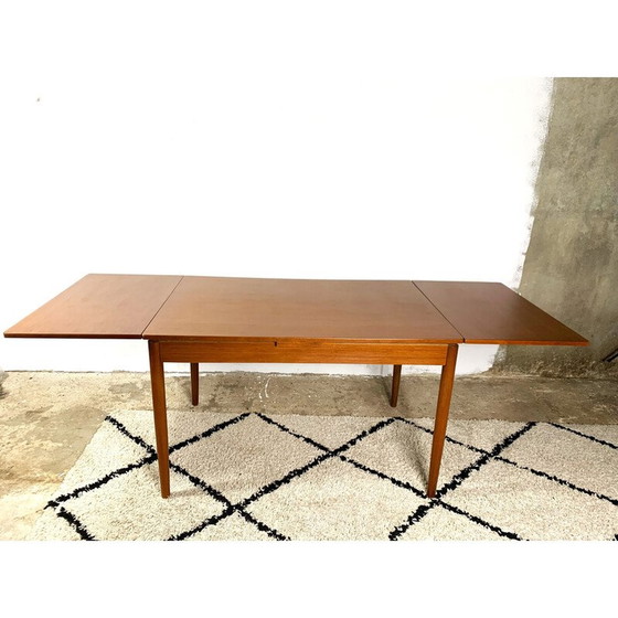 Image 1 of Table de salle à manger à rallonge vintage en placage de teck, Danemark 1960