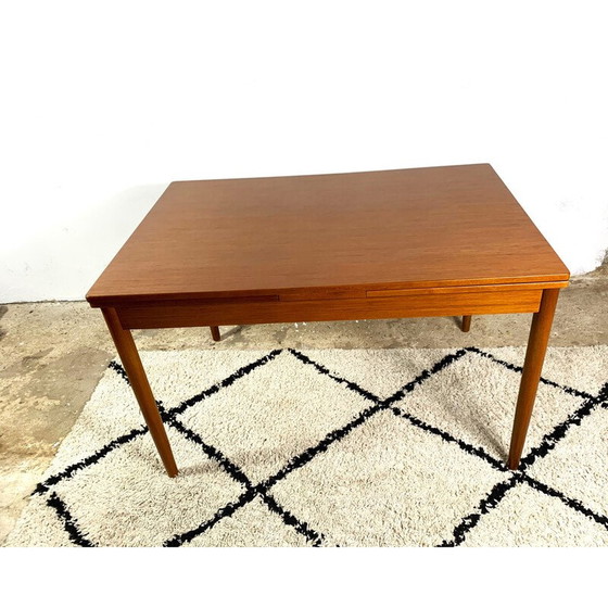 Image 1 of Table de salle à manger à rallonge vintage en placage de teck, Danemark 1960