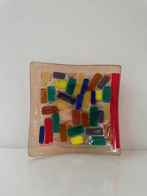 Bol Square Multicoulour Glass Art