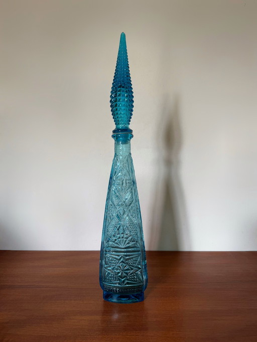 Carafe Verre Empoli Turquoise Années 60