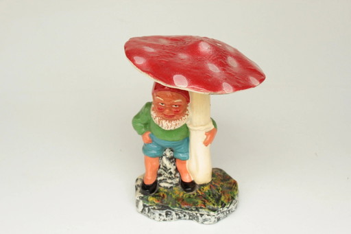 Gnome / Nain de jardin Sous l'amanite tue-mouches Antique, Hermann Sauerbrey