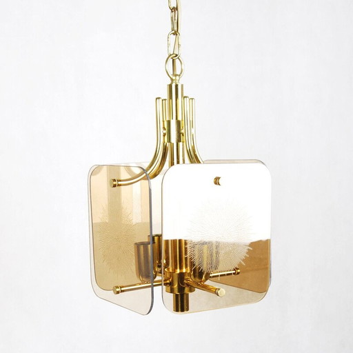 Lampe suspendue vintage en laiton, 1980