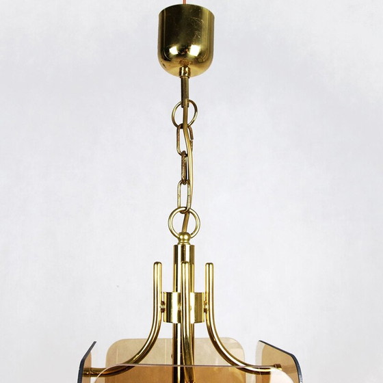 Image 1 of Lampe suspendue vintage en laiton, 1980