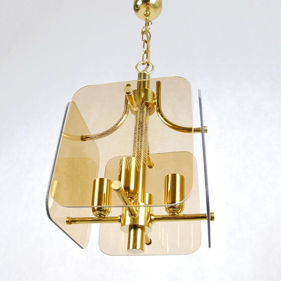 Image 1 of Lampe suspendue vintage en laiton, 1980