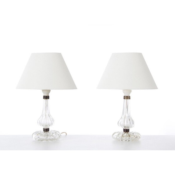 Image 1 of Paire de lampes de table en cristal vintage par Carl Fagerlund pour Orrefors