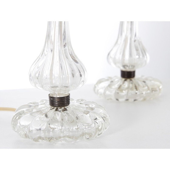 Image 1 of Paire de lampes de table en cristal vintage par Carl Fagerlund pour Orrefors