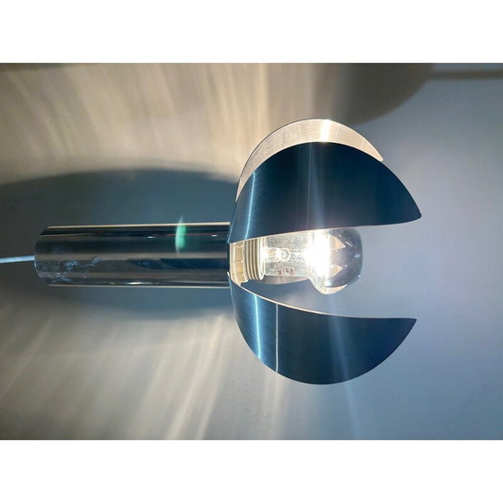 Image 1 of Lampe suspendue vintage en chrome et acier brossé