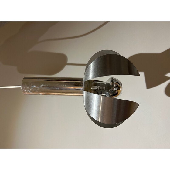 Image 1 of Lampe suspendue vintage en chrome et acier brossé