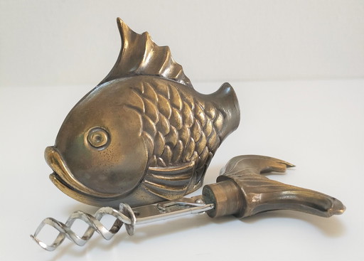 Tire-Bouchon Maxram Poisson Bronze Années 70