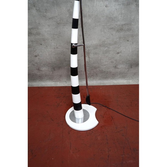 Image 1 of Lampadaire vintage en métal avec motif zébré noir et blanc, Italie 1970