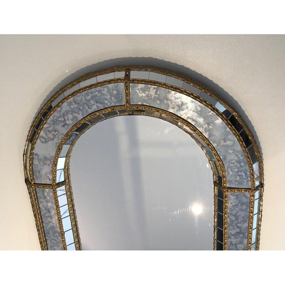 Image 1 of Miroir multifacettes vintage avec guirlandes en laiton, 1970