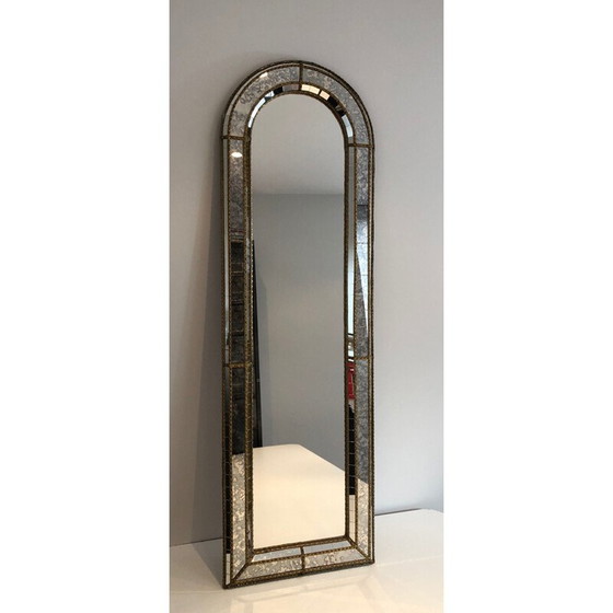 Image 1 of Miroir multifacettes vintage avec guirlandes en laiton, 1970