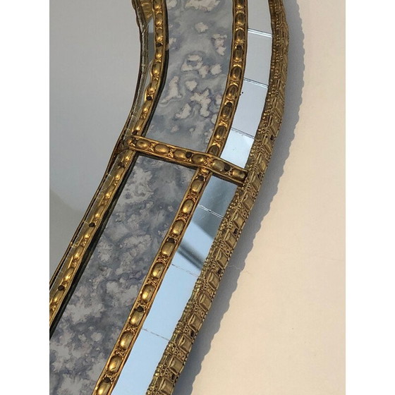 Image 1 of Miroir multifacettes vintage avec guirlandes en laiton, 1970