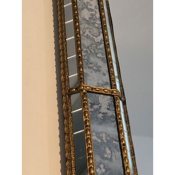 Image 1 of Miroir multifacettes vintage avec guirlandes en laiton, 1970