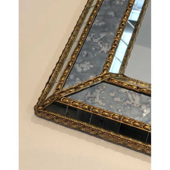 Image 1 of Miroir multifacettes vintage avec guirlandes en laiton, 1970