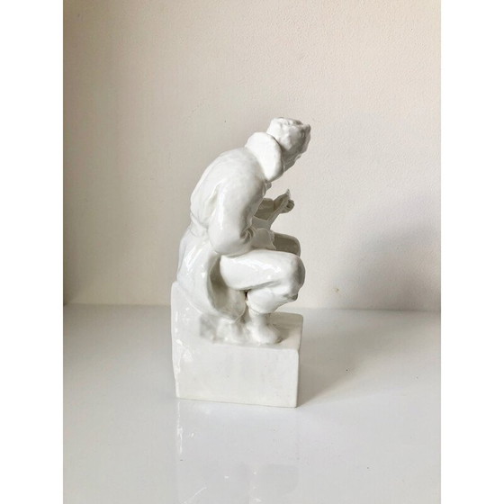 Image 1 of Vintage porcelaine homme jouant du luth art déco avec luth, Tchécoslovaquie 1940