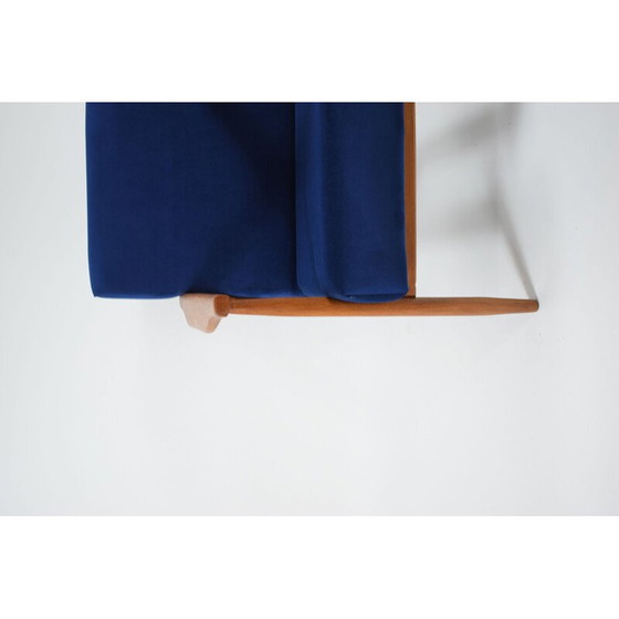 Image 1 of Fauteuil vintage velours bleu polonais 1960s