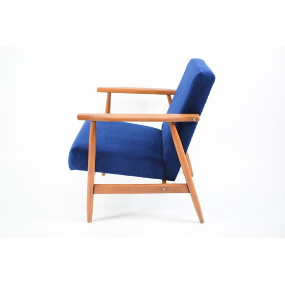 Image 1 of Fauteuil vintage velours bleu polonais 1960s