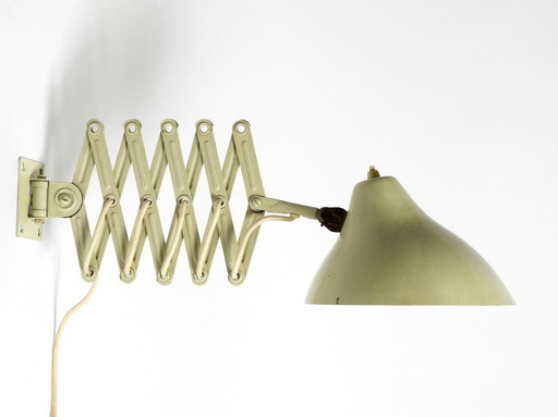 Original Mid Century Beige Industrial Design Foldable Extendable Wall "Scissor" Lamp From Sis