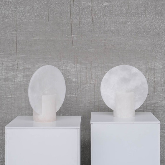 Image 1 of Paire de lampes de table en albâtre, Espagne 1990