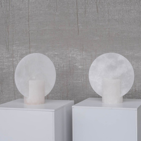 Image 1 of Paire de lampes de table en albâtre, Espagne 1990