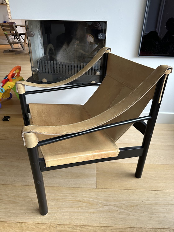 Image 1 of Abel Gonzalez Safari Sling Lounge Chair Cuir Cognac