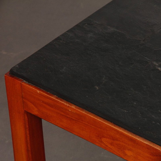 Image 1 of Table basse vintage en bois et ardoise, 1970