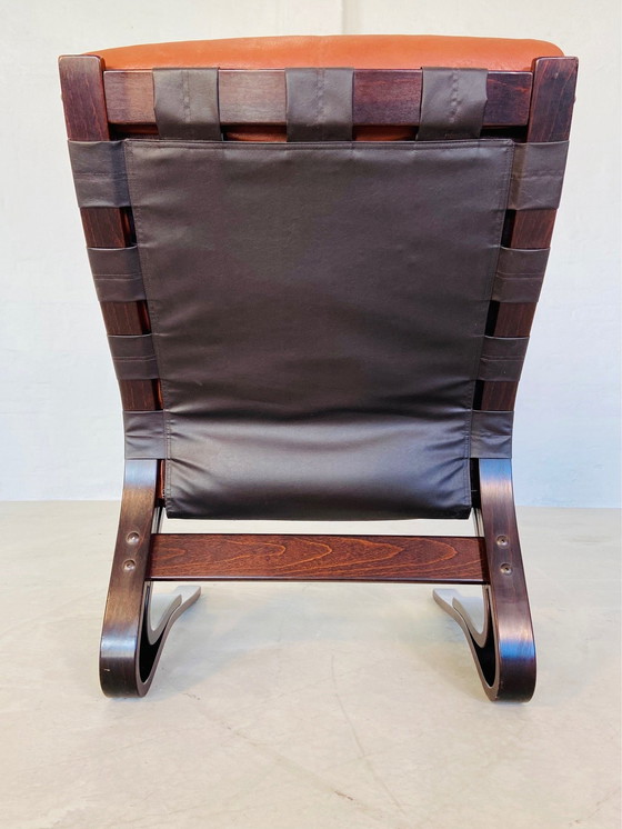 Image 1 of Einar Hove pour Hove Möbler Chaise en cuir cognac 1960S