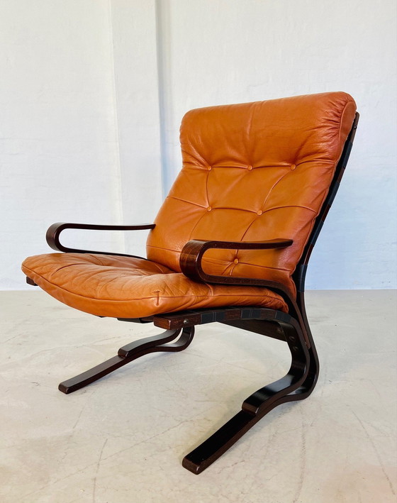Image 1 of Einar Hove pour Hove Möbler Chaise en cuir cognac 1960S