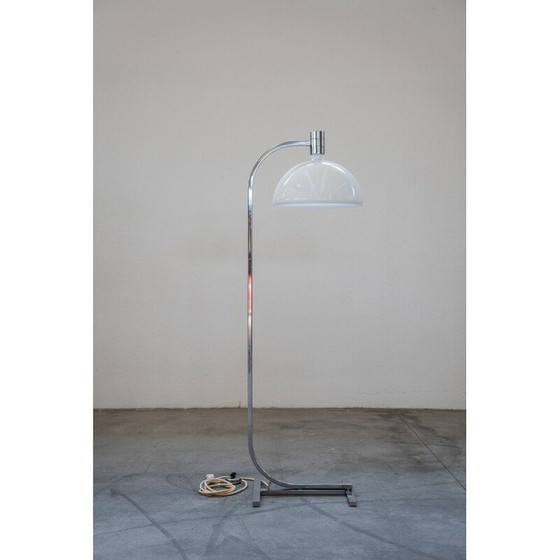 Image 1 of Lampadaire vintage modèle AM-AS en verre opalin et métal chromé par Franco Albini pour Sirrah Italia, Italie 1960