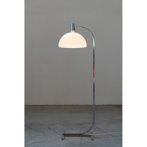 Image 1 of Lampadaire vintage modèle AM-AS en verre opalin et métal chromé par Franco Albini pour Sirrah Italia, Italie 1960